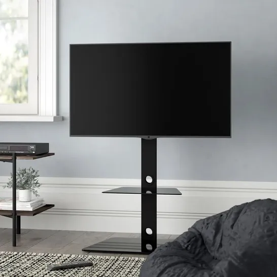 BOXED GLASS TV STAND FOR TVS UP TO 65" BLACK