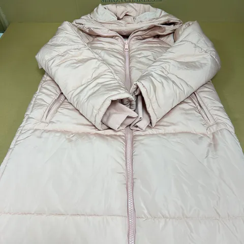 LONGLINE PUFFER COAT IN BLUSH PINK SIZE SMALL