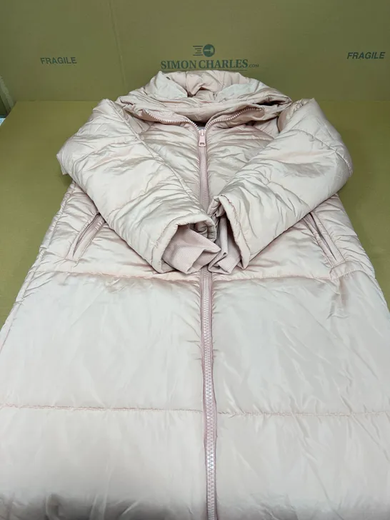 LONGLINE PUFFER COAT IN BLUSH PINK SIZE SMALL