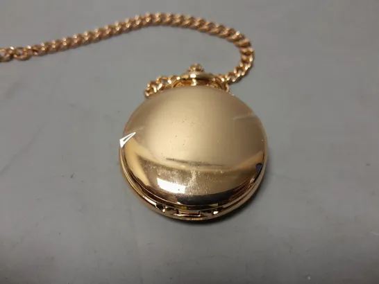 BOXED EDISON ROSE GOLD POCKET WATCH WITH CHAIN 