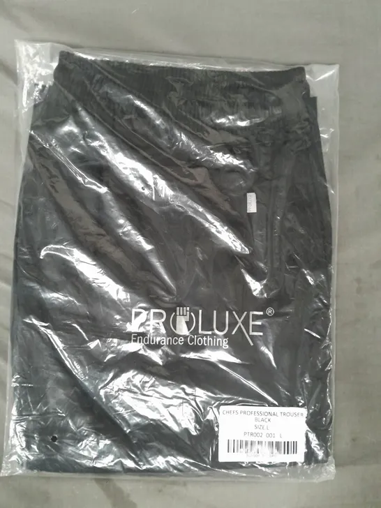 PROLUXE CHEFS PROFESSIONAL TROUSERS IN BLACK SIZE LARGE