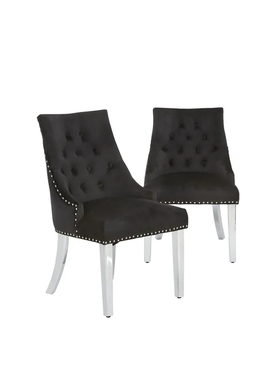 PAIR OF WARWICK VELVET DINING CHAIRS (1 BOX) RRP £249