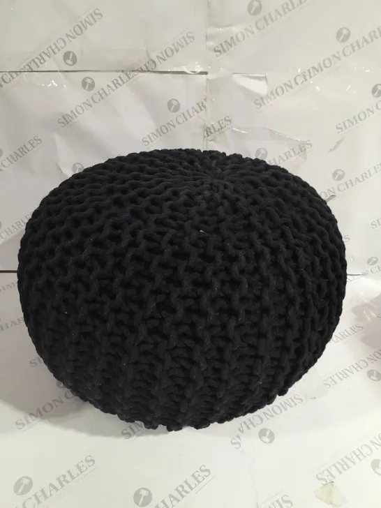 BRAIDED POUFFE CUSHION IN BLACK SIZE 50X50X35CM