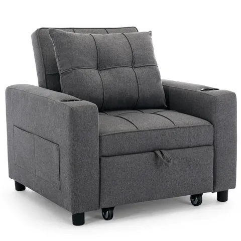 BOXED HUDSON GREY FABRIC ONE SEATER SOFA BED