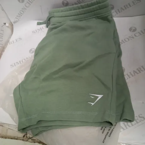 GYMSHARK MENS SLIM FIT CREST SHORTS, DESERT SAGE GREEN, XL