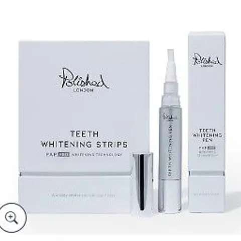 POLISHED LONDON TEETH WHITENING STRIPS 28 DAY PLAN WITH WHITENING PEN