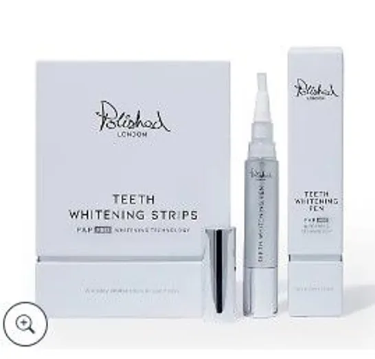 POLISHED LONDON TEETH WHITENING STRIPS 28 DAY PLAN WITH WHITENING PEN