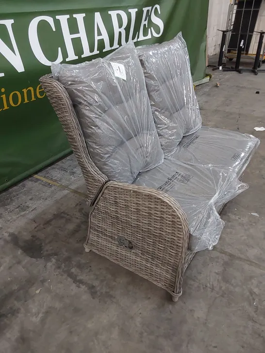 BOXED FIJI LEFT HAND 2 SEAT RATTAN RECLINER IN GREY 