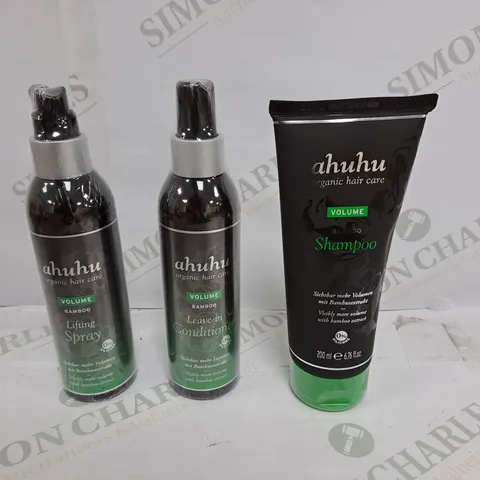AHUHU ORGANIC HAIR CARE SET TO INCLUDE LIFTING SPRAY, LEAVE IN CONDITIONER, SHAMPOO 