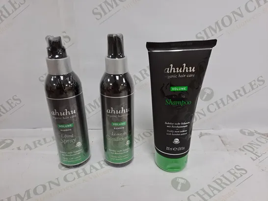 AHUHU ORGANIC HAIR CARE SET TO INCLUDE LIFTING SPRAY, LEAVE IN CONDITIONER, SHAMPOO 