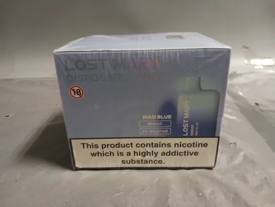 SEALED 10-PACK OF LOST MARY DISPOSABLE POD BM600 MAD BLUE VAPES