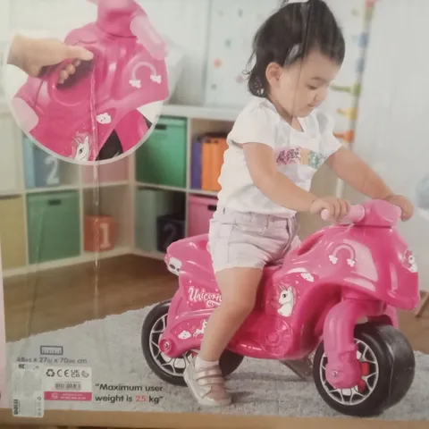 BOXED DOLU MOTO PINK UNICORN RIDE ON 