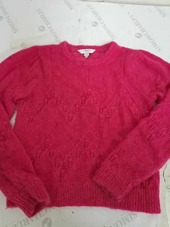 LK BENNET KNITTED JUMPER WITH ZIGZAG PATTERN IN PINK - SMALL