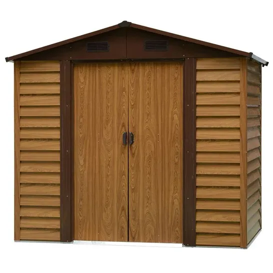 BOXED 7FT W X 6FT D OVERLAP METAL GARDEN SHED