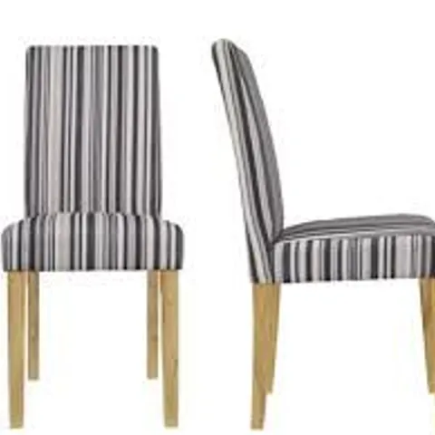 BOXED SET OF 2 LORENZO STRIPED FABRIC DINING CHAIRS (1 BOX)