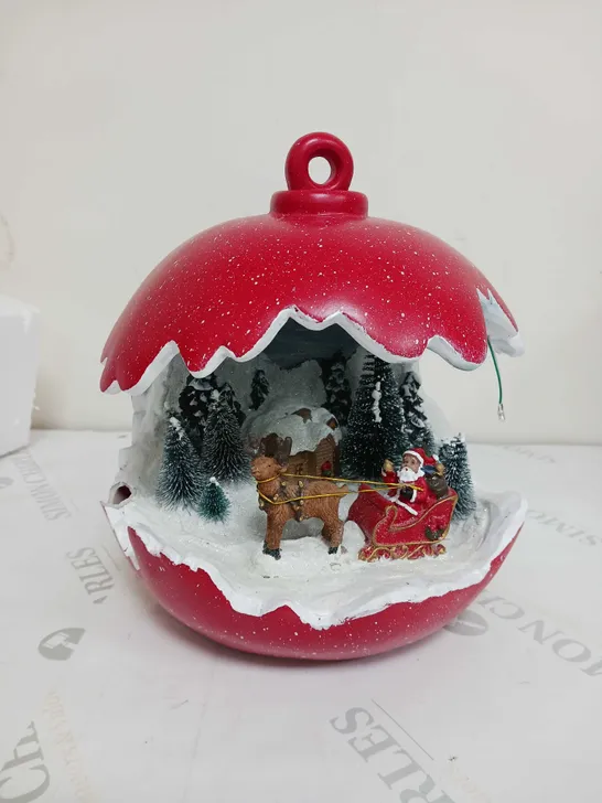 BOXED SANTAS EXPRESS PRE-LIT SPHERE WITH CHRISTMAS CHARACTER SCENE