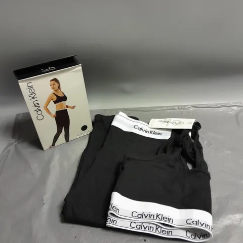 CALVIN KLEIN LADIES CROP TOP AND LEGGINGS SET BLACK L