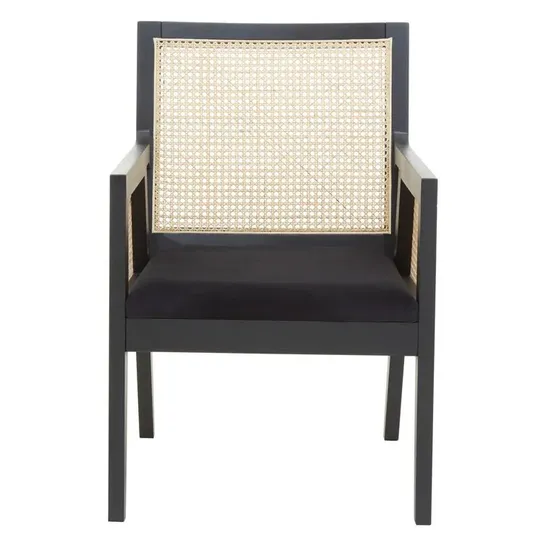 BOXED CANNELLE BLACK VELVET/BIRCH RATTAN DINING CHAIR (1 BOX)