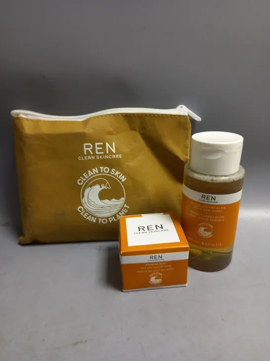 REN CLEAN SKINCARE READY STEADY GLOW DAILY AHA TONIC 250ML AND OVERNIGHT GLOW SLEEPING CREAM 50ML 