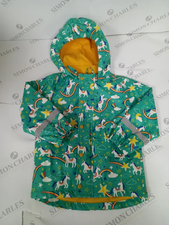 BOYS FRUGI UNICORN PATTERN WATERPROOF COAT SIZE 3-4 YEARS