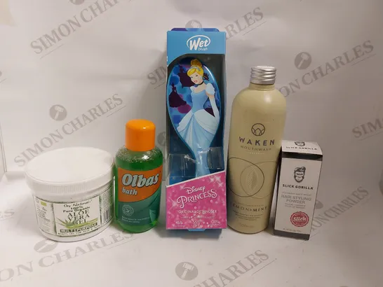 BOX OF APPROX 15 COSMETIC ITEMS TO INCLUDE OLBAS BATH, FROZEN BRUSH AND BIODEGRADEABLE WIPES