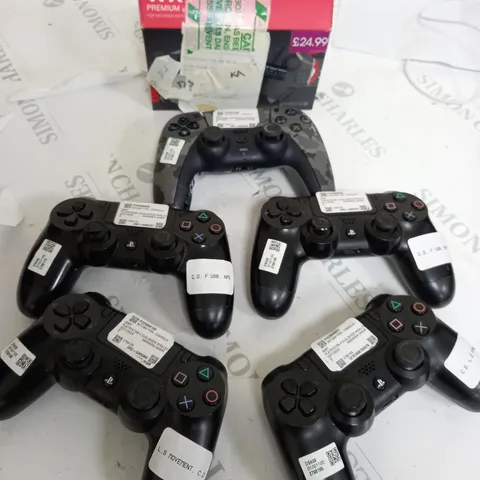 BOX OF APPROXIMATELY 5 ASSORTED CONTROLLERS TO INCLUDE GIOTECK, PLAYSTATION 4 & PLAYSTATION 5
