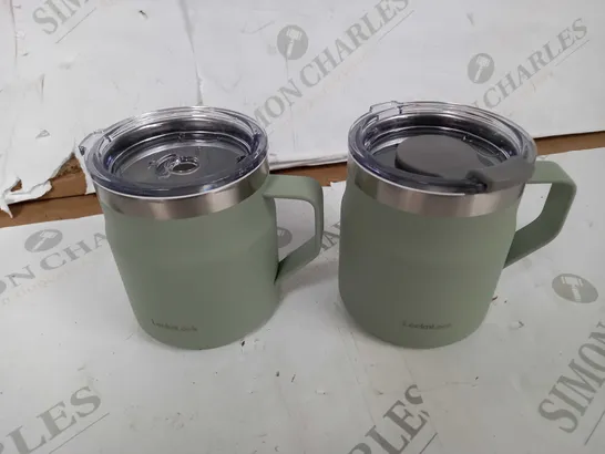 BOXED LOCK & LOCK SET OF INSULATED STAINLESS STEEL MUGS, SAGE