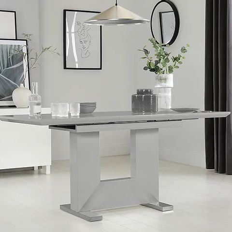 BOXED DESIGNER FLORENCE HIGH GLOSS GREY EXTENDING DINING TABLE 120-160cm  (2 BOXES)