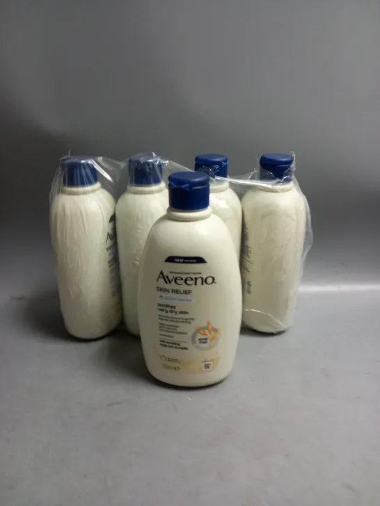 LOT OF 5 AVEENO SKIN RELIEF BODY WASH 500ML