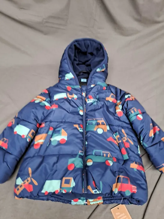 BOYS CAR PRINT PADDED COAT SIZE 2-3 YEARS