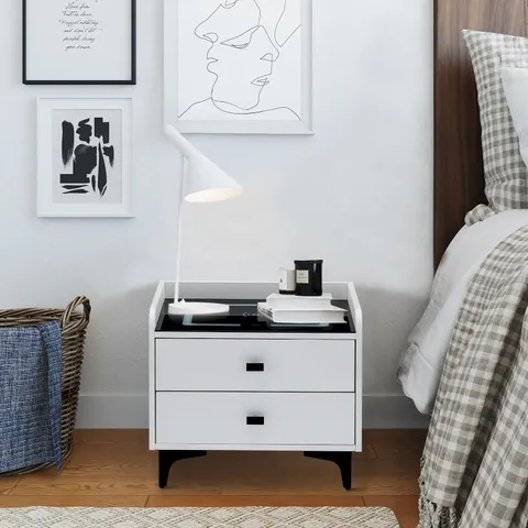 BOXED AWEN SMART LED BEDSIDE NIGHTSTAND - WHITE (1 BOX)