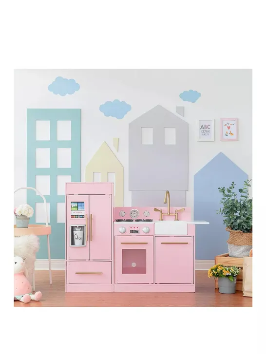 TEAMSONS LITTLE CHEF CHARLOTTE MODERN PLAY KITCHEN - PINK / GOLD - COLLECTION ONLY