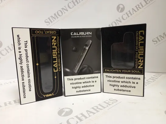 APPROXIMATELY 20 ASSORTED BOXED UWELL CALIBURN VAPING PRODUCTS TO INCLUDE A2, G2, GK2 POD SYSTEMS 