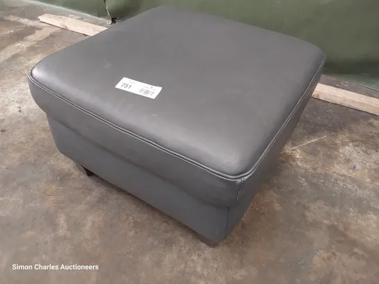 DESIGNER SQUARE FOOTSTOOL GREY LEATHER 