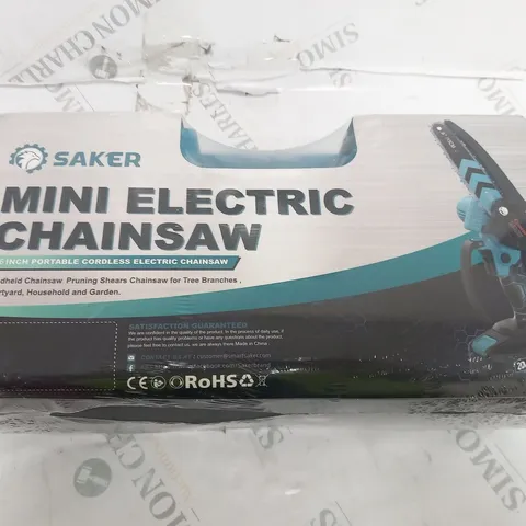 BOXED AND SEALED SAKER MIN ELECTRIC CHAINSAW 6" PORTABLE CORDLESS ELECTRIC CHAINSAW