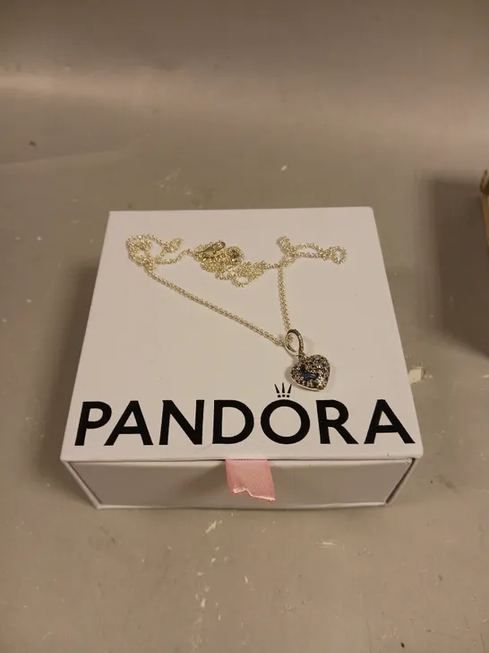 PANDORA SPARKLING BLUE MOON & STARS HEART NECKLACE