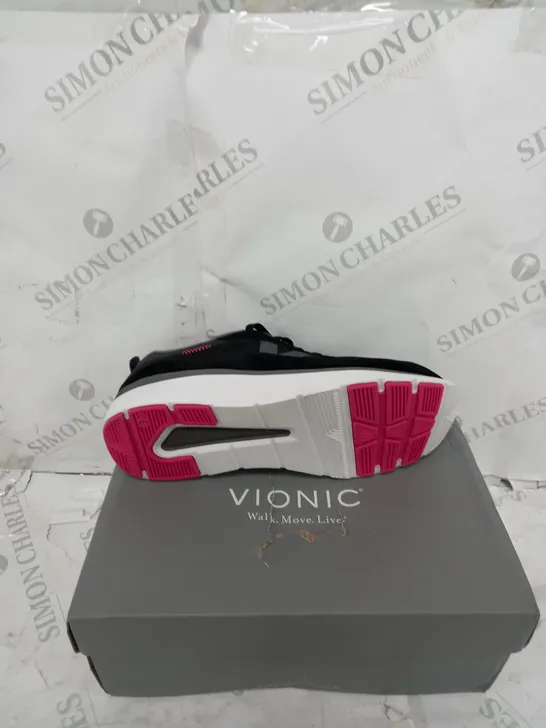 BOXED VIONIC DELMAR AYSE TRAINERS, BLACK - SIZE 8