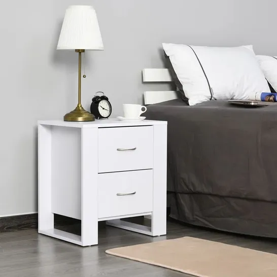 BOXED HOPKINT 2 DRAWER BEDSIDE TABLE WHITE