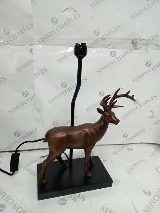 BOXED ALISON CORK ANIMAL TABLE LAMP - BRASS STAG