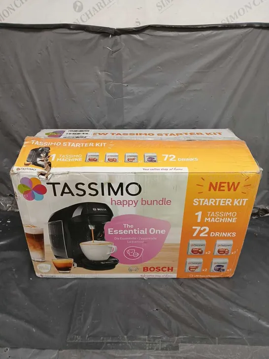 BOXED TASSIMO HAPPY POD ESSENTIAL COFFEE MACHINE IN BLACK