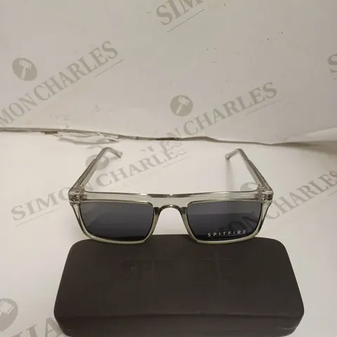 SPITFIRE DELTOID RECTANGULAR CLEAR FRAMED SUNGLASSES 