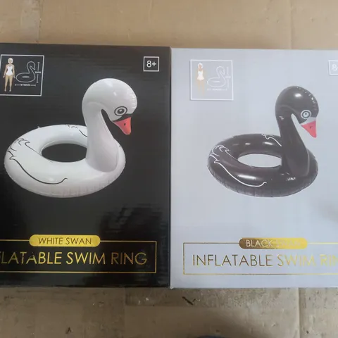 BOX OF 6 SWAN INFLATABLE SWIM RINGS 3 BLACK 3 WHITE 