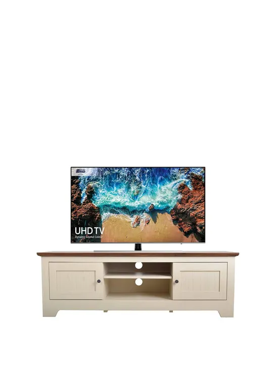 BOXED DEVON IVORY/WALNUT TV CABINET (1 BOX) RRP £289