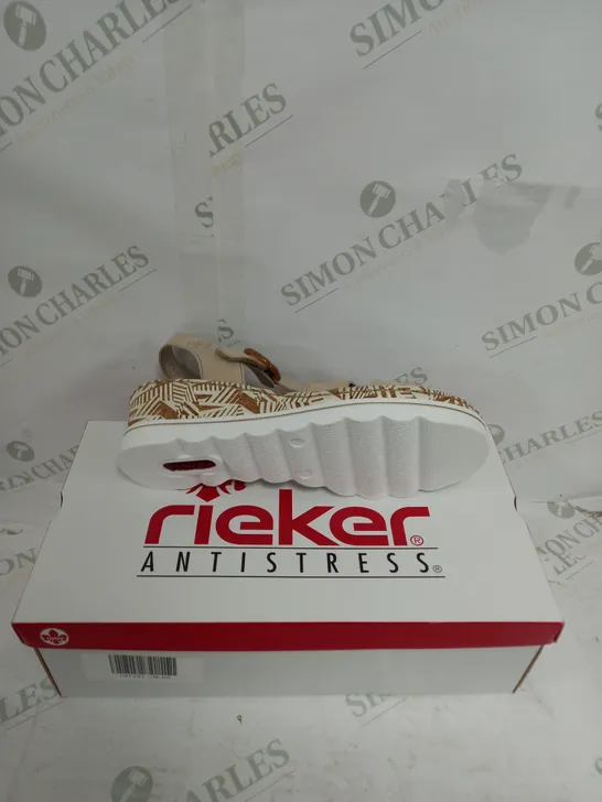 BOXED RIEKER BEIGE RASIED SANDAL SIZE 6 