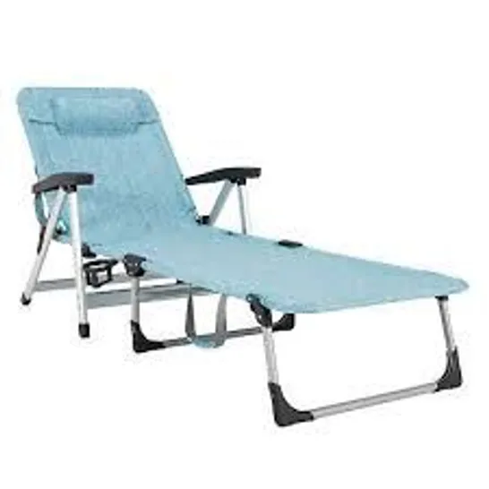 BOXED COSTWAY BEACH FOLDING CHAISE LOUNGE RECLINER WITH 7 ADJUSTABLE POSITIONS - BLUE