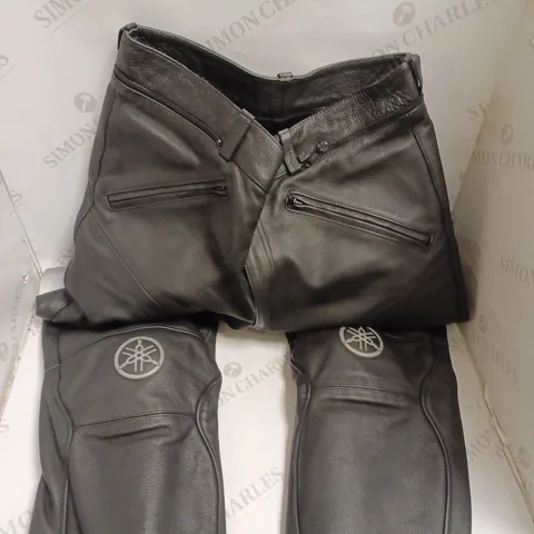 YAMAHA BLACK LEATHER TROUSERS - 52