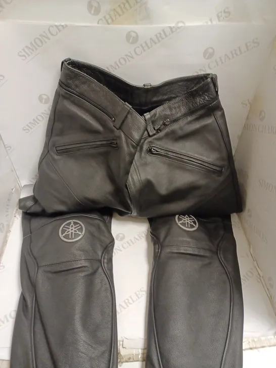 YAMAHA BLACK LEATHER TROUSERS - 52