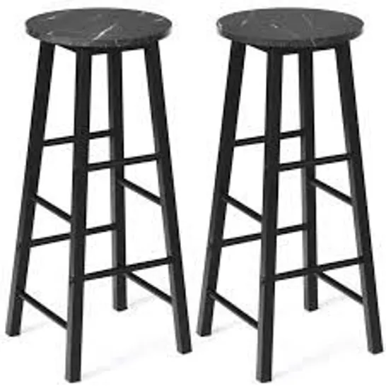 BOXED COSTWAY SET OF 2 PUB DINING HEIGHT BAR STOOL BISTRO TABLE CHAIRS FAUX MARBLE TOP - BLACK