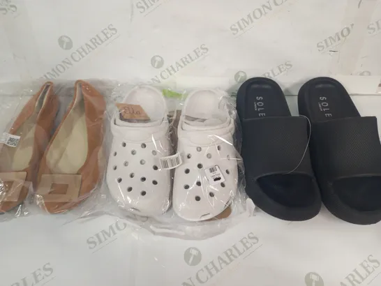 BOX OF APPROXIMATELY 20 ASSORTED PAIRS OF SHOES AND FOOTWEAR ITEMS IN VARIOUS STYLES AND SIZES TO INCLUDE SOLE, ELLA, ETC