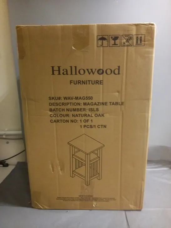 BOXED HALLOWOOD FURNITURE MAGAZINE TABLE IN NATURAL OAK COLOUR 